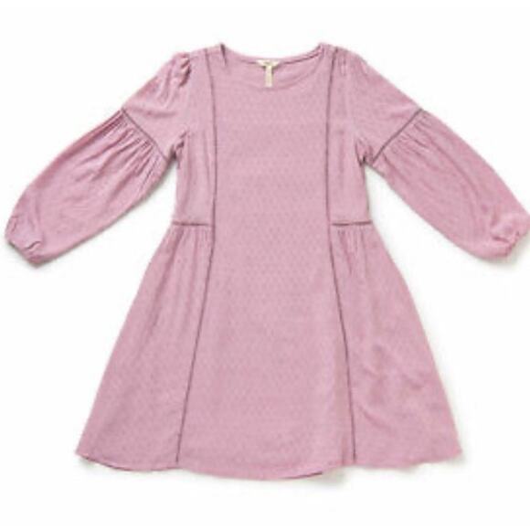 Matilda Jane Turn On The Charm Sheath Dress Women Sz L Lilac Swiss Dots Pleated - Picture 3 of 9